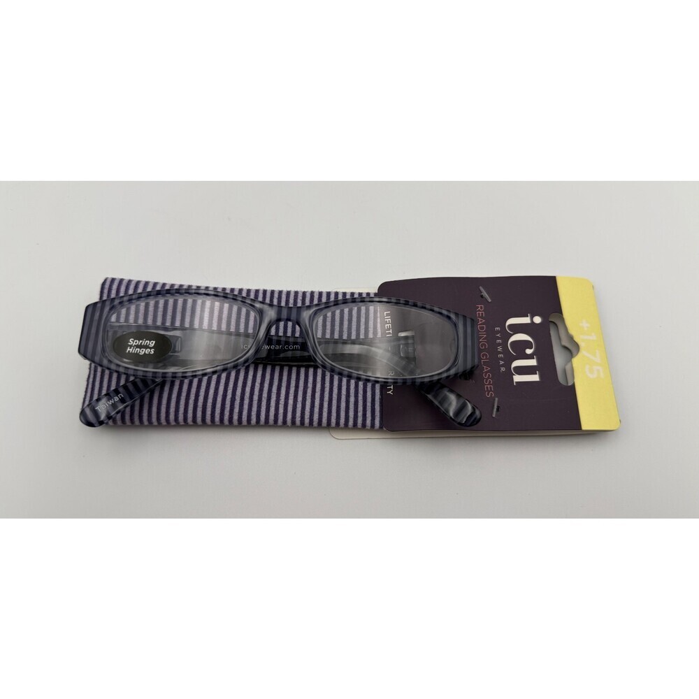 ICU Eyewear Reading Glasses +1.75 Magnification Striped Frame w/ Striped Case